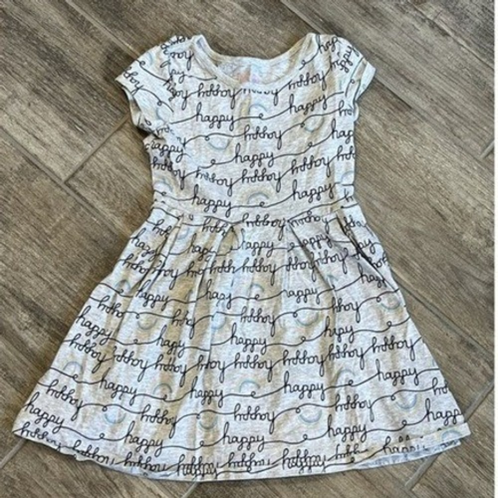 Jumping Beans Happy Rainbows Dress‎ Girls Short Sleeve Gray Size 6